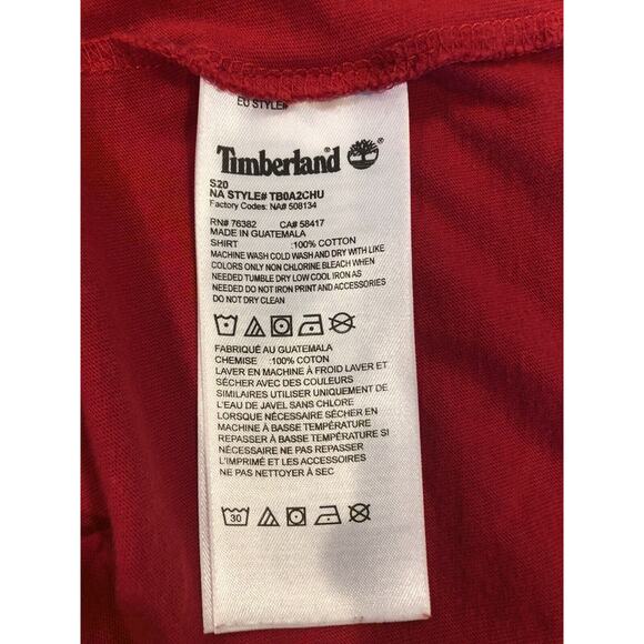 Timberland Red Short Sleeve T-Shirt Men’s Medium | Casual Logo Tee - Picture 5 of 6